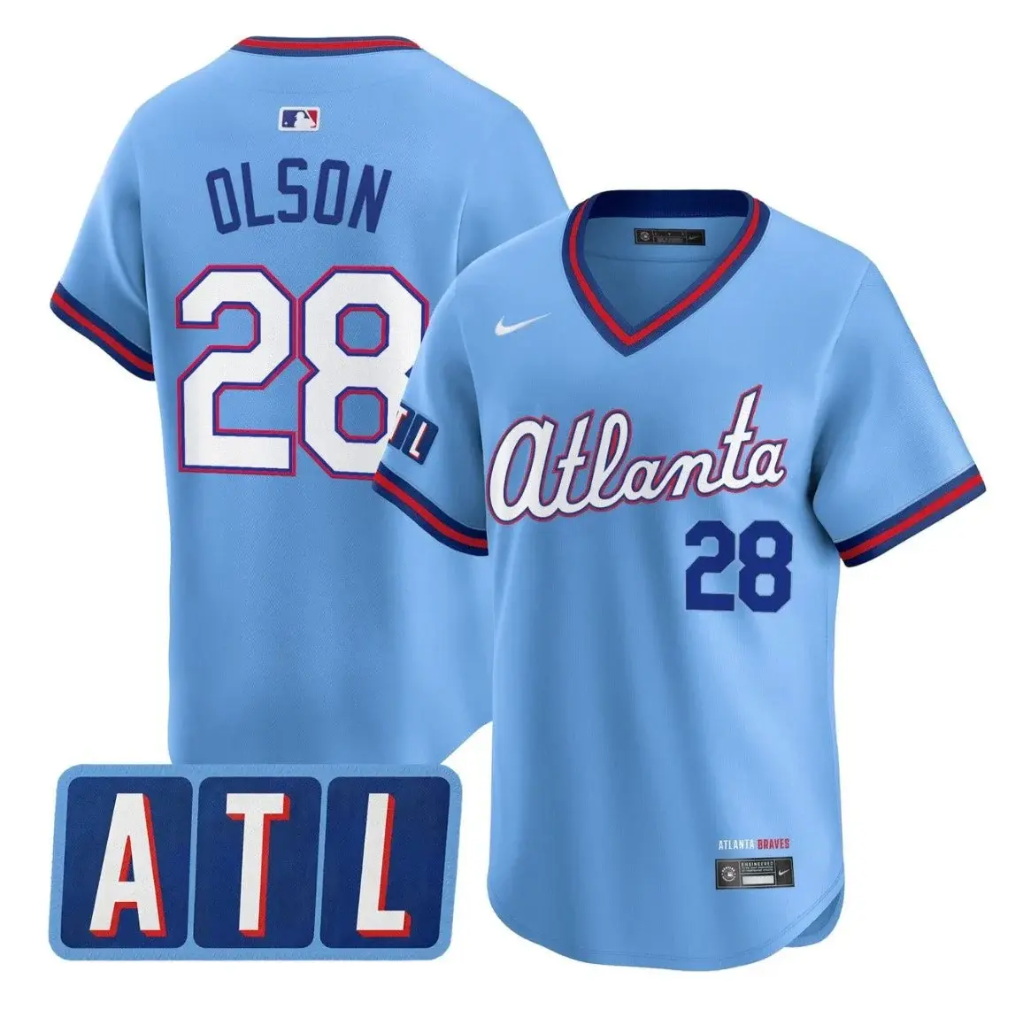 Mens Atlanta Braves #28 Matt Olson 2026 Blue City Connect 2.0 Limited Jersey