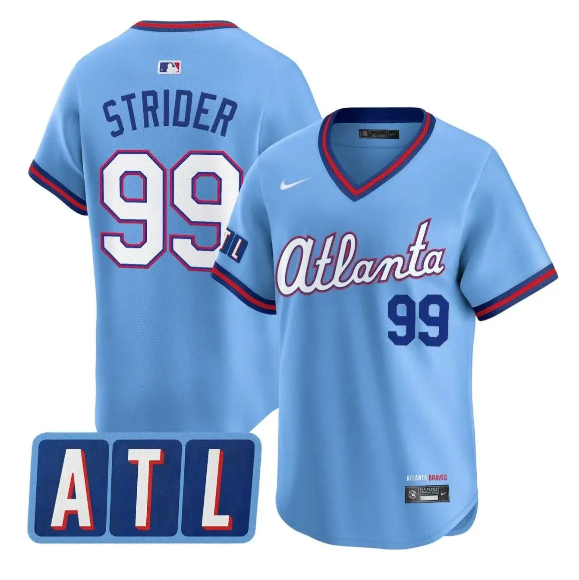 Mens Atlanta Braves #99 Spencer Strider 2026 Blue City Connect 2.0 Limited Jersey