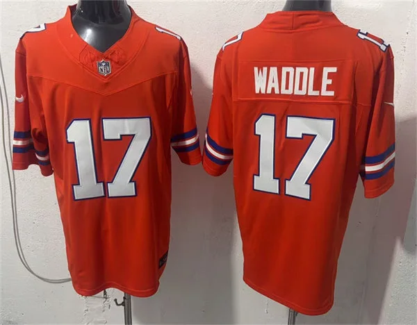 Mens Denver Broncos #17 Jaylen Waddle Nike Orange Mile High Collection 1977 Throwback F.U.S.E. Limited Jersey(2)