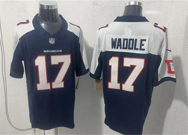 Mens Denver Broncos #17 Jaylen Waddle Navy White Gratitude Limited Football Jersey(1)