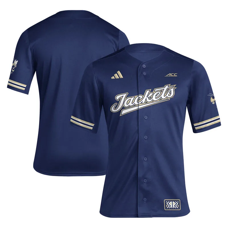  Georgia Tech Yellow Jackets Custom Navy Reverse Retro Baseball Jersey