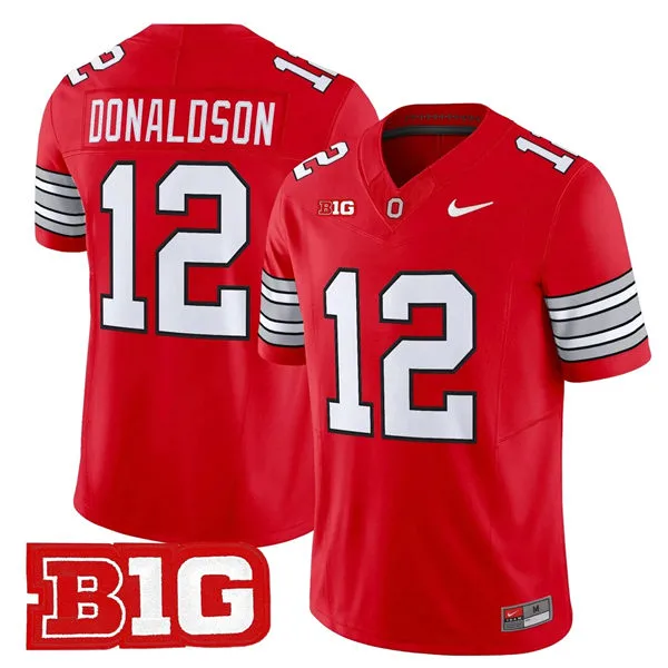 Men's Ohio State Buckeyes #12 CJ Donaldson 2026 Scarlet Rush F.U.S.E Limited Football Jersey