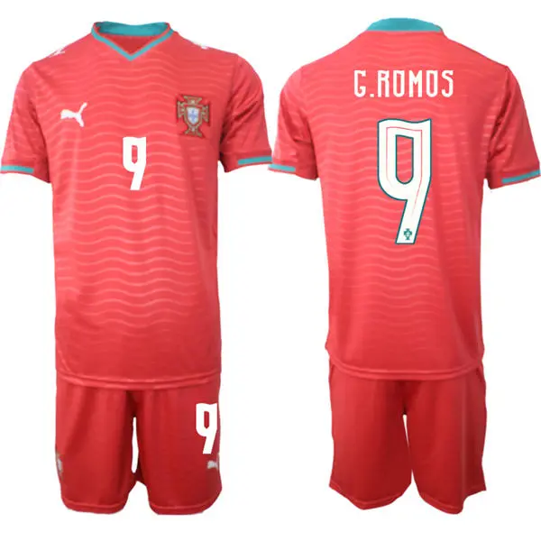 Mens Portugal National Team #9 Gon?alo Ramos Home Red 2026 FIFA World Cup Soccer Jersey Kit