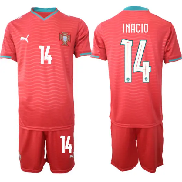 Mens Portugal National Team #14 Gon?alo Inacio Home Red 2026 FIFA World Cup Soccer Jersey Kit