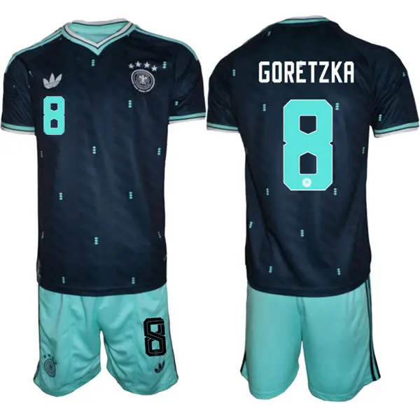 Mens Germany National Team #8 Leon Goretzka Navy Away 2026 FIFA World Cup Soccer Jersey Kit