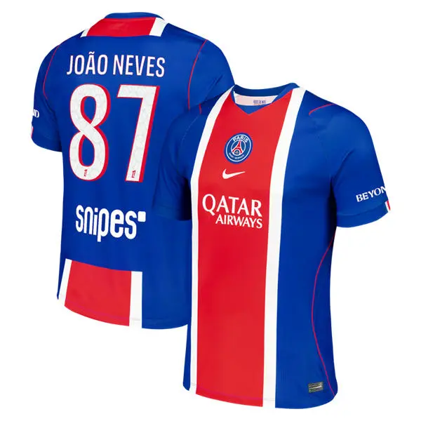 Men's Paris Saint-Germain #87 Joao Neves Nike 2026-27 Home Blue Stadium Jersey