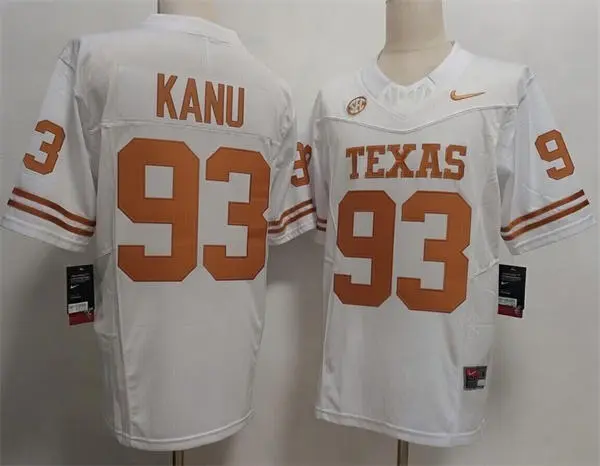 Texas Longhorns #93 Hero Kanu SEC White College Football Game Jersey Texas Longhorns #93 Hero Kanu SEC White College Football Game Jersey