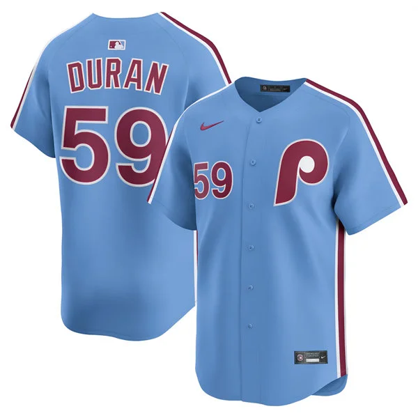 Mens Philadelphia Phillies #59 Jhoan Duran Nike Light Blue Alternate Limited Jersey