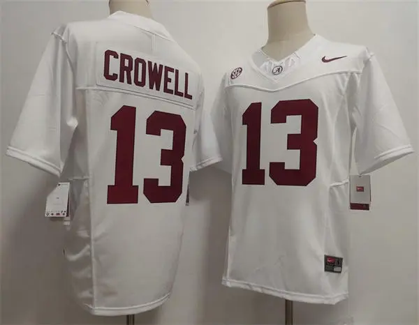 Mens Alabama Crimson Tide #13 Ezavier Crowell White College Football Game Jersey Mens Alabama Crimson Tide #13 Ezavier Crowell White College Football Game Jersey