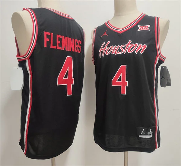 Men's Houston Cougars #4 Kingston Flemings 2025 Black Houston Basketball Game Jersey Men's Houston Cougars #4 Kingston Flemings 2025 Black Houston Basketball Game Jersey