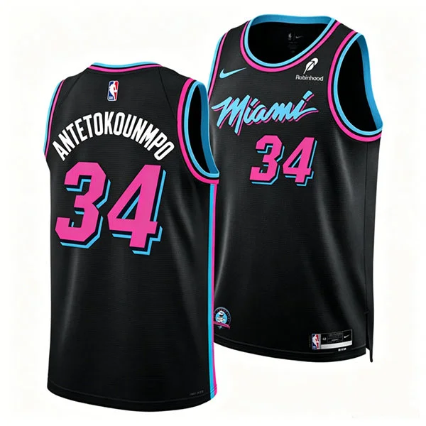 Mens Miami Heat #34 Giannis Antetokounmpo Black 2025-26 City Edition Swingman Jersey