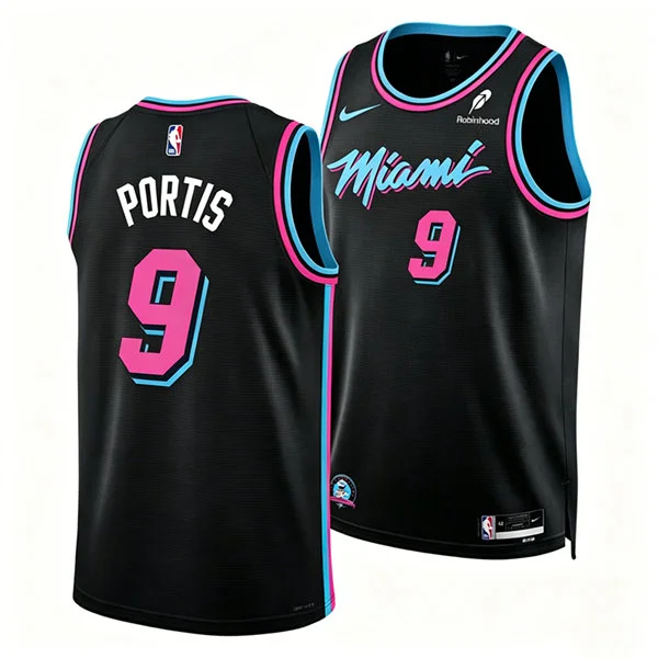 Mens Miami Heat #9 Bobby Portis Black 2025-26 City Edition Swingman Jersey