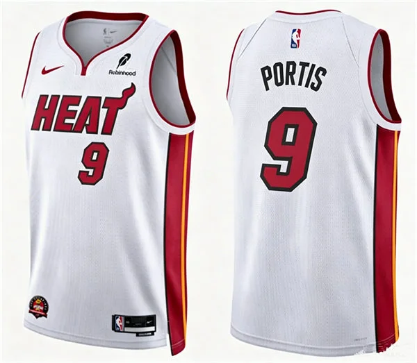 Mens Miami Heat #9 Bobby Portis Nike White Association Edition Swingman Jersey