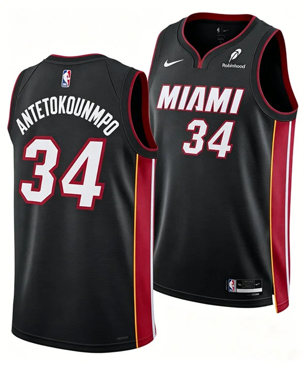 Mens Miami Heat #34 Giannis Antetokounmpo Nike Black Icon Edition Swingman Jersey