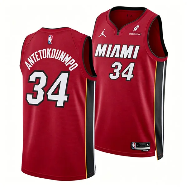 Mens Miami Heat #34 Giannis Antetokounmpo Red Statement Edition Swingman Jersey