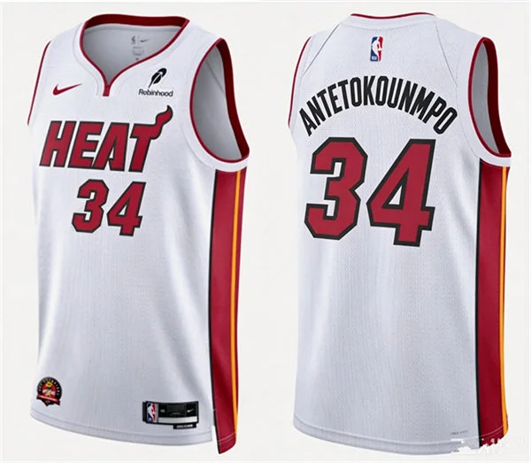 Mens Miami Heat #34 Giannis Antetokounmpo Nike White Association Edition Swingman Jersey