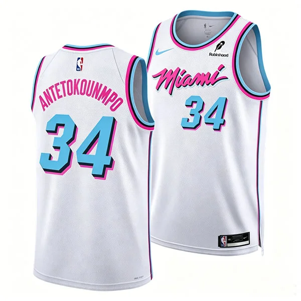 Mens Miami Heat #34 Giannis Antetokounmpo Nike Original Vice Swingman Jersey White