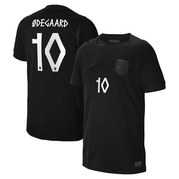 Men's Norway National Team #10 Martin Odegaard  Black Away 2026 FIFA World Cup Soccer Jersey
