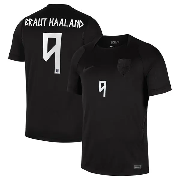 Men's Norway National Team #9 Erling Haaland  Black Away 2026 FIFA World Cup Soccer Jersey