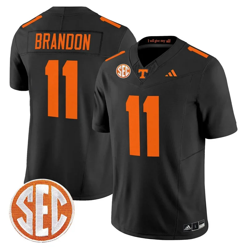 Tennessee Volunteers #11 Faizon Brandon 2026 Adidas Dark Mode Black Football Game Jersey