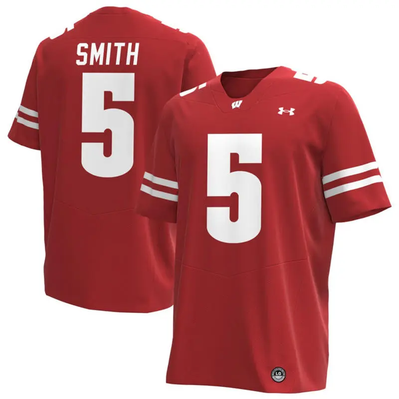 Wisconsin Badgers #5 Carter Smith Cardinal College Football Game Jersey