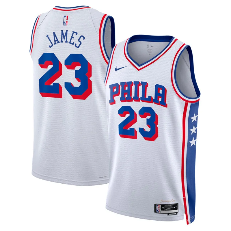 Mens Philadelphia 76ers #23 LeBron James Nike White Association Edition Swingman Jersey
