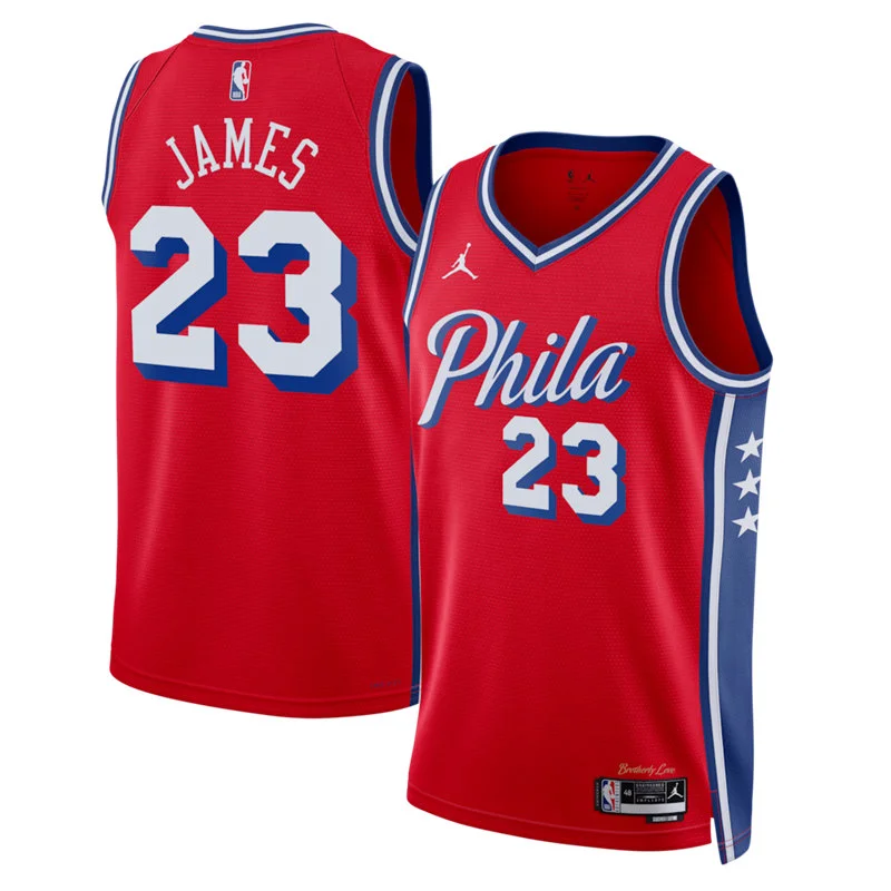 Mens Philadelphia 76ers #23 LeBron James Red Statement Edition Swingman Jersey