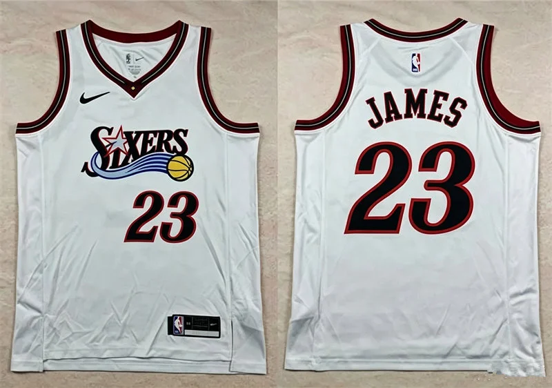 Mens Philadelphia 76ers #23 LeBron James Nike White Hardwood Classics Swingman Jersey