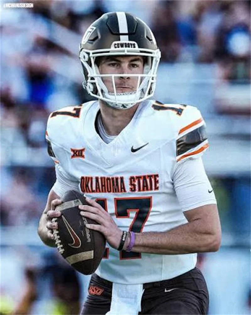 Oklahoma State Cowboys #17 Drew Mestemaker Nike 2026 College Football Jersey White Black Oklahoma State Cowboys #17 Drew Mestemaker Nike 2026 College Football Jersey White Black