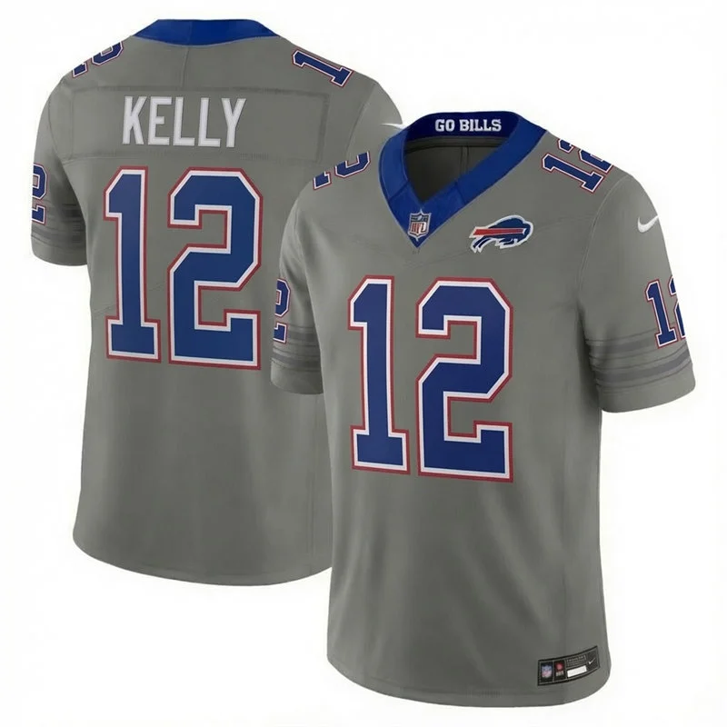 Youth Buffalo Bills Retired Player #12 Jim Kelly Nike Gray Nickel City Limited Jersey