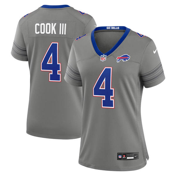 Wome's Buffalo Bills #4 James Cook III Nike Gray Nickel City Limited Jersey
