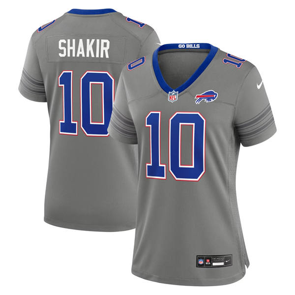 Wome's Buffalo Bills #10 Khalil Shakir Nike Gray Nickel City Limited Jersey