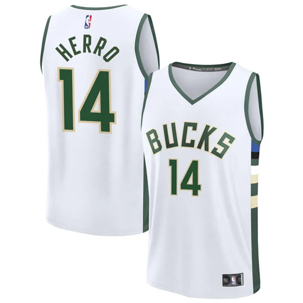 Mens Milwaukee Bucks #14 Tyler Herro Nike White Association Edition Swingman Jersey