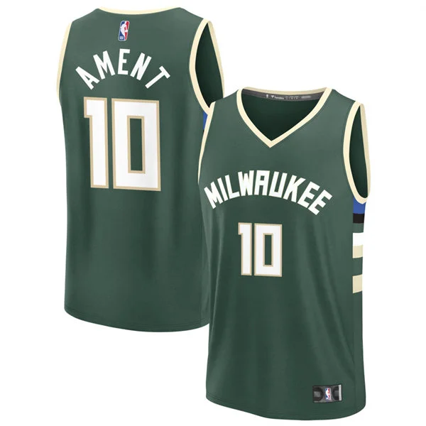Mens Milwaukee Bucks #10 Nate Ament Green Icon Edition Swingman Jersey