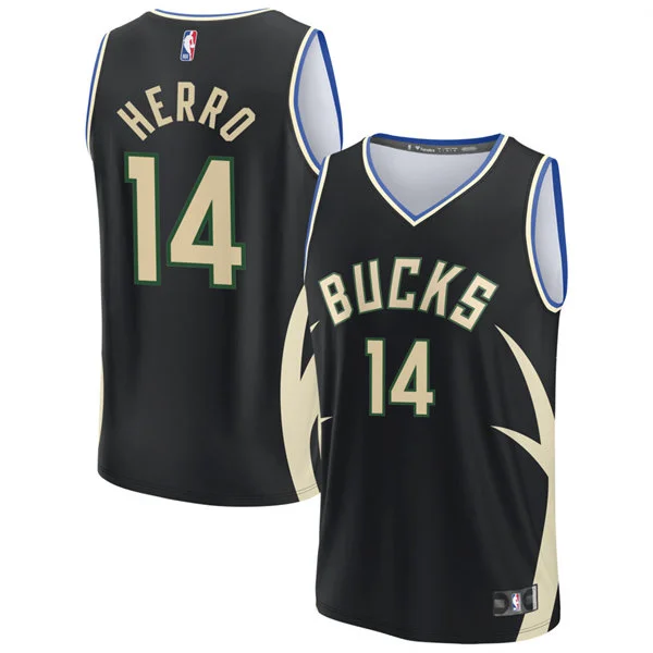 Mens Milwaukee Bucks #14 Tyler Herro Black Statement Edition Swingman Jersey