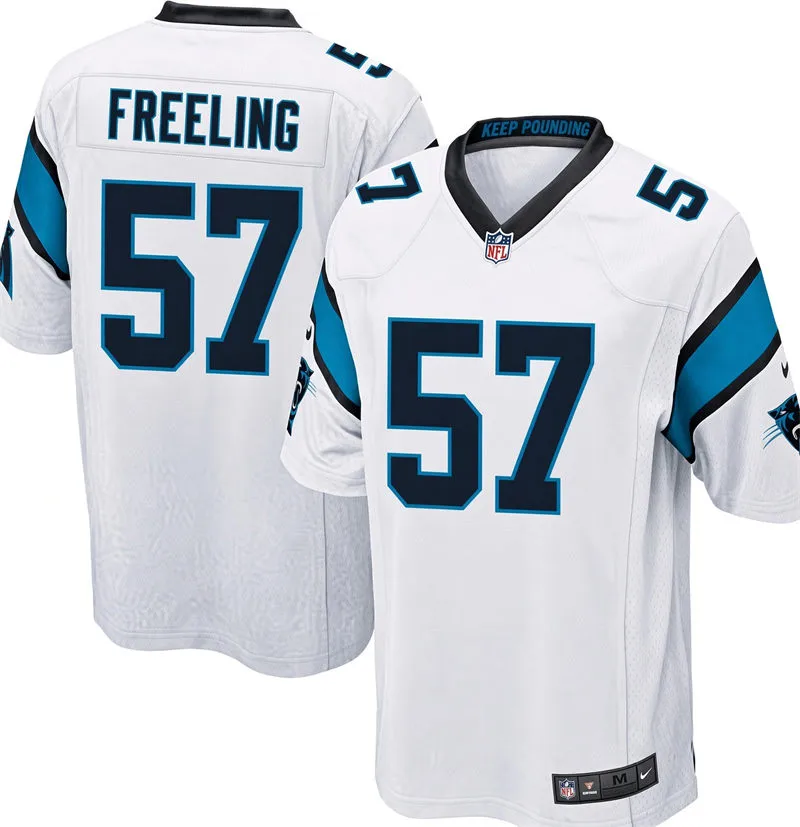 Mens Carolina Panthers #57 Monroe Freeling Nike White Vapor F.U.S.E. Limited Jersey