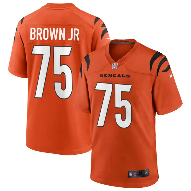 Mens Cincinnati Bengals #75 Orlando Brown Jr Nike Orange Alternate Vapor F.U.S.E. Limited Jersey