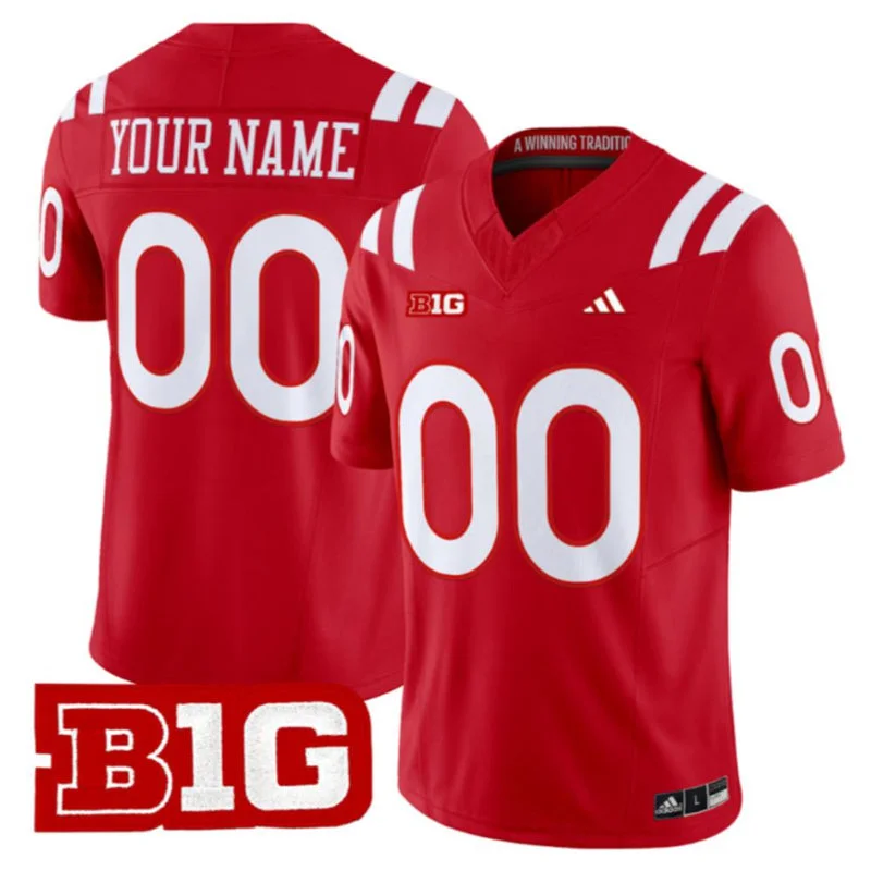 Nebraska Huskers Custom adidas2026 Home Scarlet Football Game Jersey