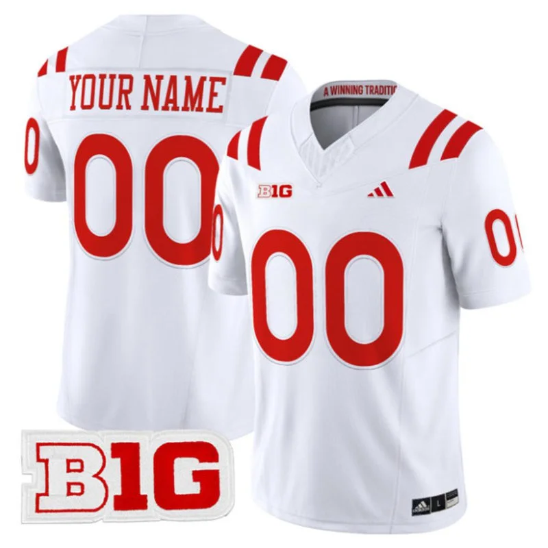 Nebraska Huskers Custom Adidas 2026 Away White Football Game Jersey