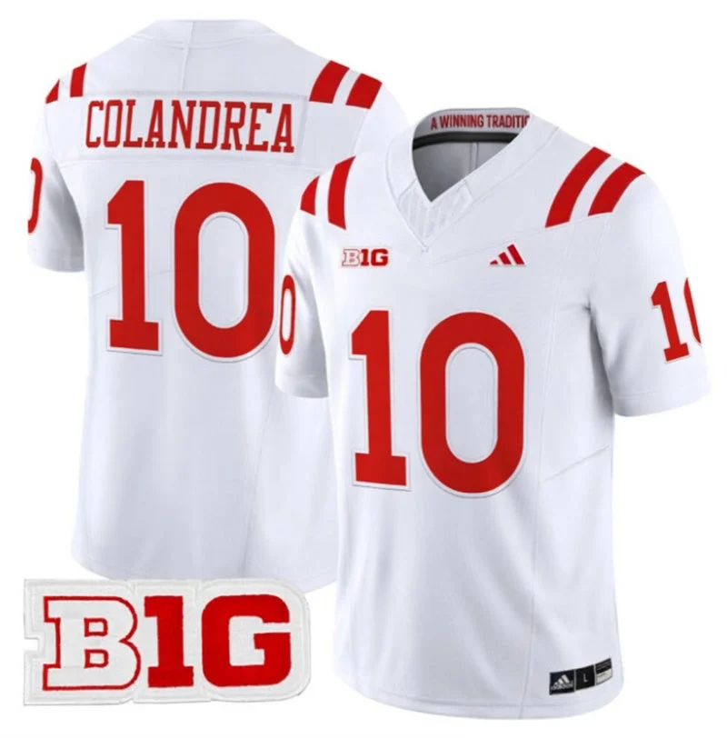 Nebraska Huskers #10 Anthony Colandrea adidas 2026 Away White Football Game Jersey