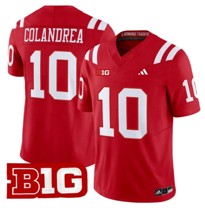 Nebraska Huskers #10 Anthony Colandrea adidas2026 Home Scarlet Football Game Jersey