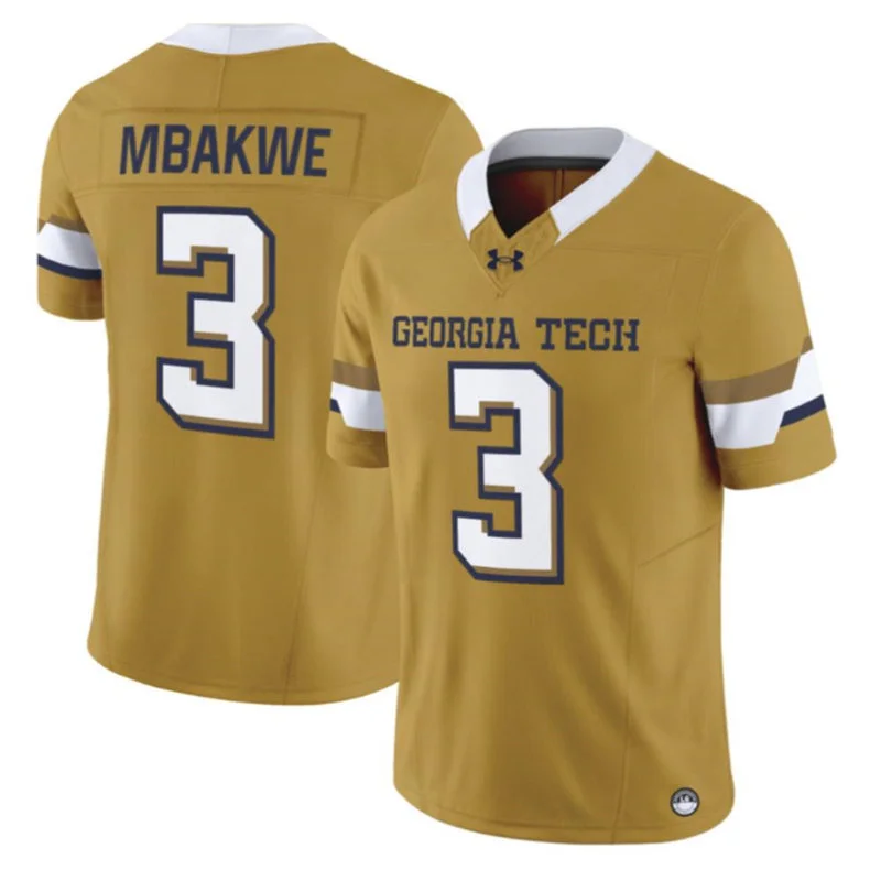 Georgia Tech Yellow Jackets #3 Jaylen Mbakwe 2026 Gold Football Game Jersey
