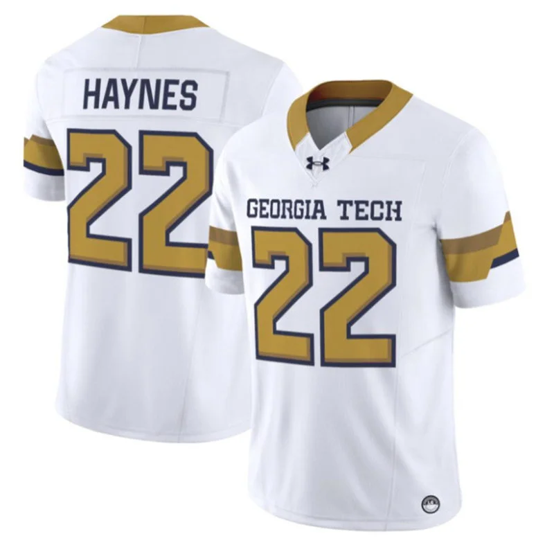 Georgia Tech Yellow Jackets #22 Justice Haynes 2026 White Football Game Jersey