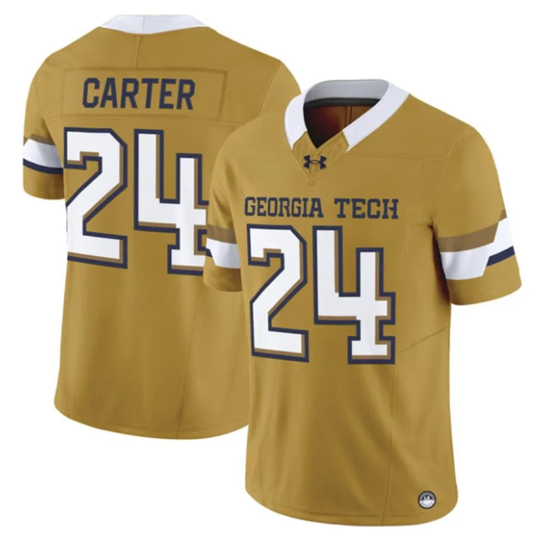 Georgia Tech Yellow Jackets #24 Noah Carter 2026 Gold Football Game Jersey
