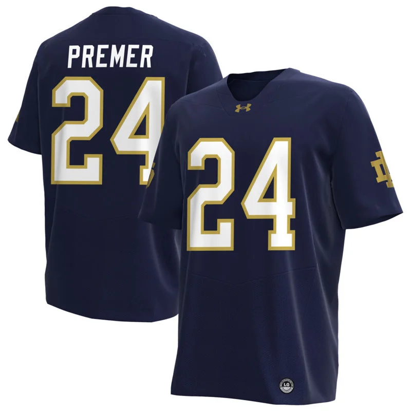 Notre Dame Fighting Irish #24 Ian Premer Navy with Name Football Jersey Notre Dame Fighting Irish #24 Ian Premer Navy with Name Football Jersey