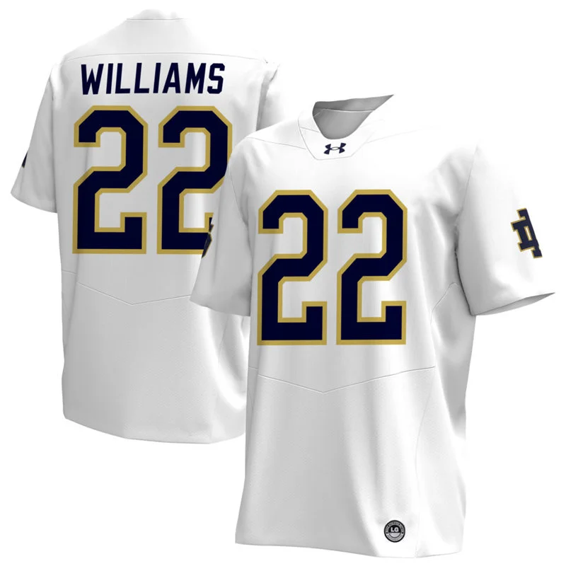 Notre Dame Fighting Irish #22 Aneyas Williams White with Name Football Jersey