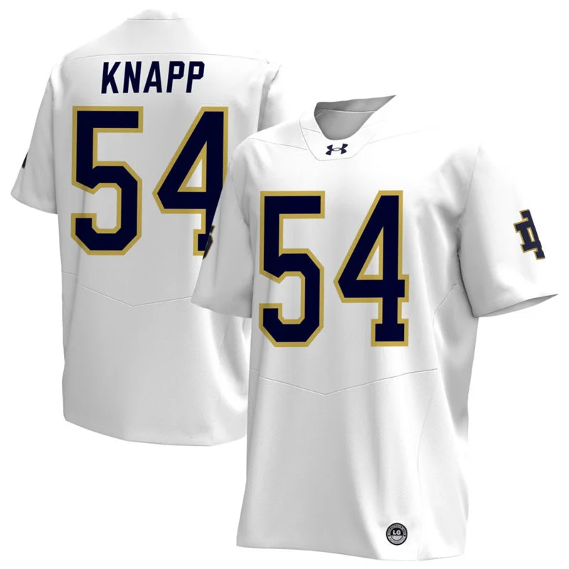 Notre Dame Fighting Irish #54 Anthonie Knapp White with Name Football Jersey