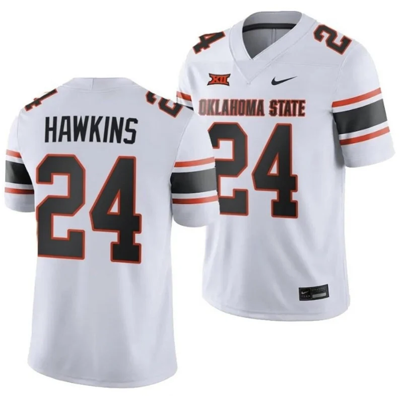 Oklahoma State Cowboys #24 Caleb Hawkins Nike 2026 College Football Jersey White Black