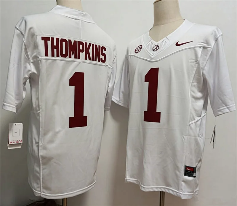 Alabama Crimson Tide #1 Devan Thompkins White Football F.U.S.E. Limited Jersey