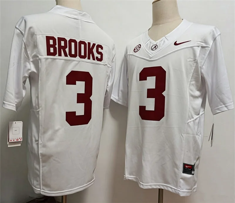 Alabama Crimson Tide #3 Lotzeir Brooks White Football F.U.S.E. Limited Jersey